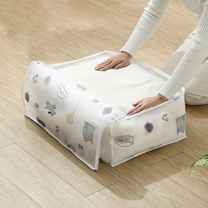 Household Quilt Large Capacity Underbed Clear Plastic Foldable Dust-proof Closet Organizer Storage Bag for Clothes