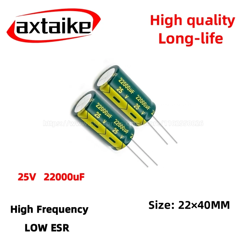 

2PCS 25V22000uF Aluminum Capacitor, High Frequency Low ESR 105°C Radial for Power Supply Long-life 22×40MM
