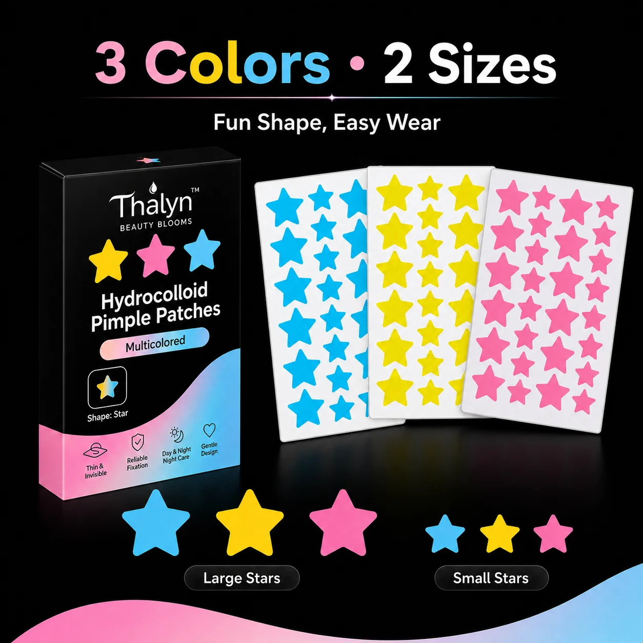 480PCS Colorful Star Pimple Patches Yellow Blue Pink Acne Patch Invisible Makeup Skin Cover Sticker Cute Beauty Patch - view 2