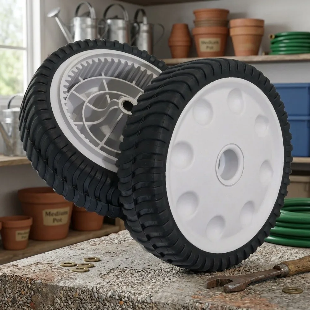 8 Inch Front Drive Wheel 734-04018 Compatible For Troy-Bilt TB240 Mower 53 Tooth Hard Rubber Tire Replacement Part