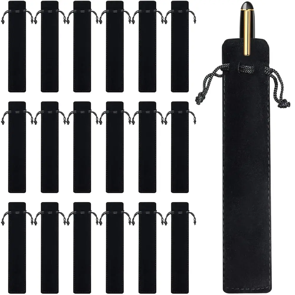 

100 Pieces Velvet Pen Pouch Black Drawstring Pen Bag Black Pencil Case Pencil Bag Soft Single Sleeve Holder Home Decor Produ