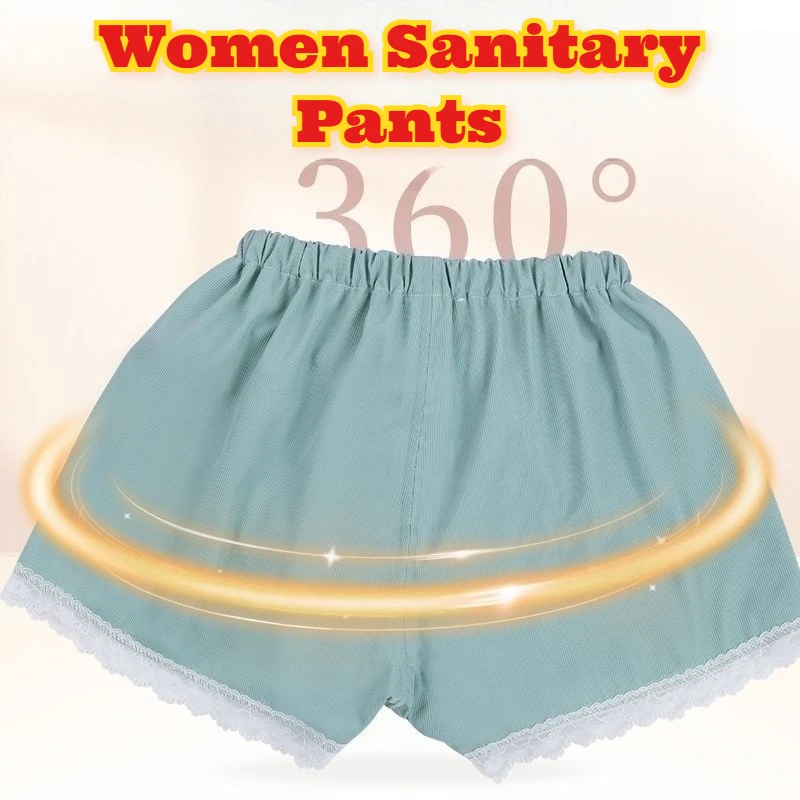 Women's Lace Trimmed Period Panties Anti Leak Protection Full Coverage Sanitary Underwear Comfortable Menstruation Photography