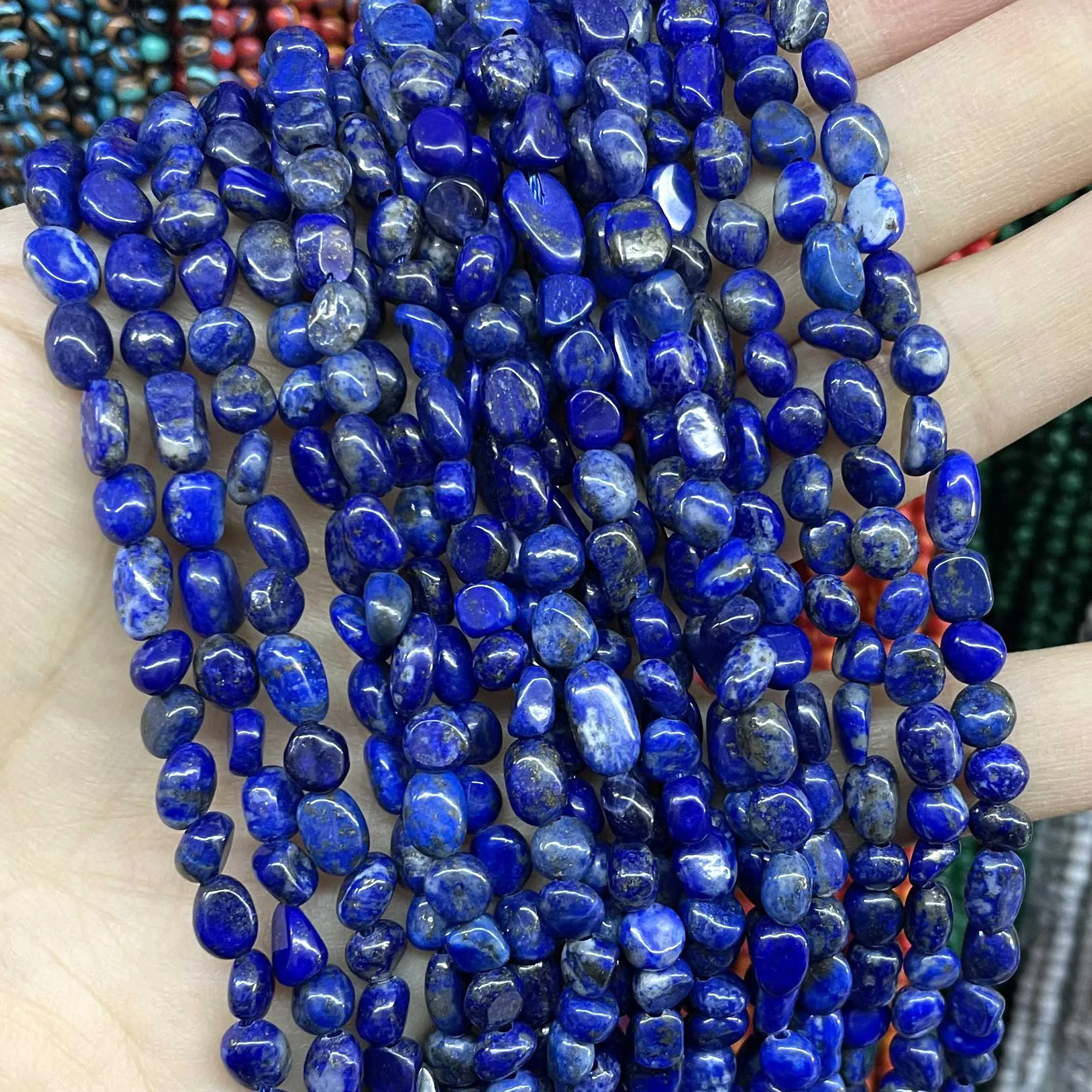 Natural Lapis Lazuli Round Tube Faceted Loose Spacer Stone Beads For Jewelry Making DIY Handmade Bracelets Necklace Accessories