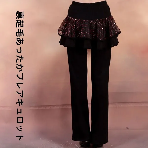 fuwu-スクエアダンスパンツ-厚手フリース-中高年向け-ロングパンツ-キラキラ光る幾何学模様-女性用-フィットネス