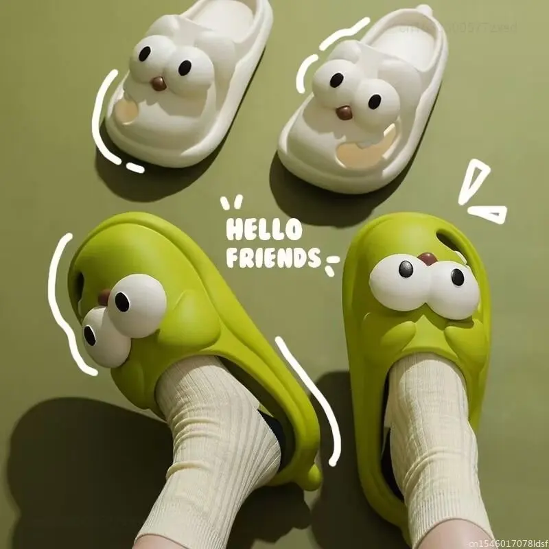 Youpin-Chinelo de olhos grandes atualizado para homens e mulheres, sandálias grossas, sapatos de praia, interior, exterior, banheiro, fofo,