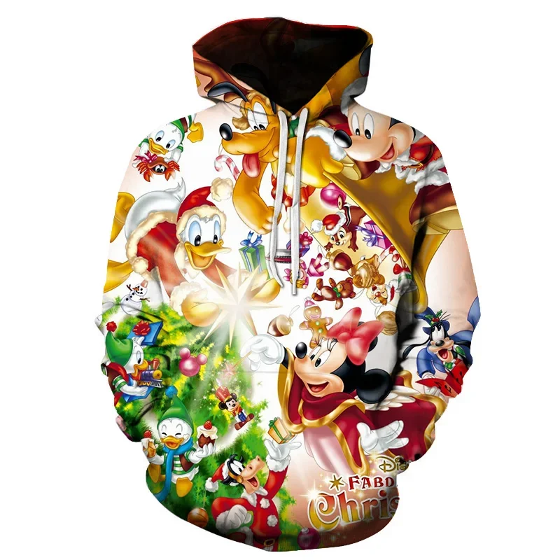 Disney Minnie Mickey Mouse Christmas Men Women 3D Christmas Hoodies Casual Streetwear Sweatshirts Boys Autumn Tops Coats