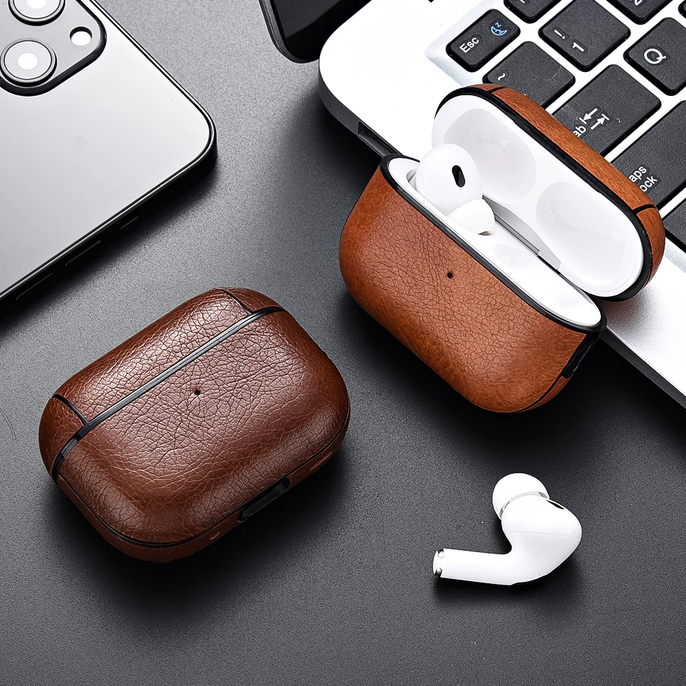 Funda de cuero para auriculares Airpods Pro 2, cubierta de auriculares para Apple Air Pod 3 Pro 2ª generación, USB C