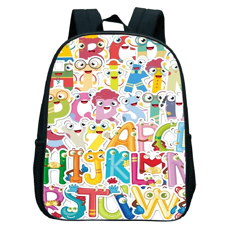 Cartoon Alphabet Lore School Bags para Crianças, Jardim de Infância Mochilas, Pré-Escolar Bookbag, Meninos e Meninas Presente