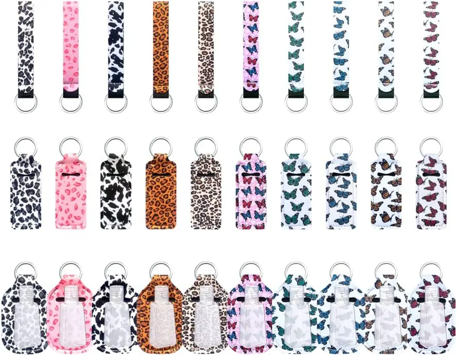 

40pieces Travel Bottles Keychain Holder Suit Chapstick Holder Keychains Wristlet 30ml Empty Bottles Lipstick Holder