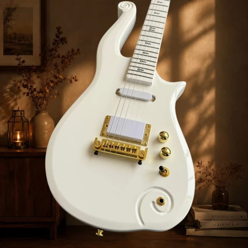 White Music Prince Electric Guitar Spiral Cirrus Headstock Design Cloud-Streamline Solid Body 22 Frets Maple Neck Free Delivery