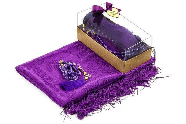 IQRAH Mevlid Gift Set-Rosary-Shawl-Purple Color