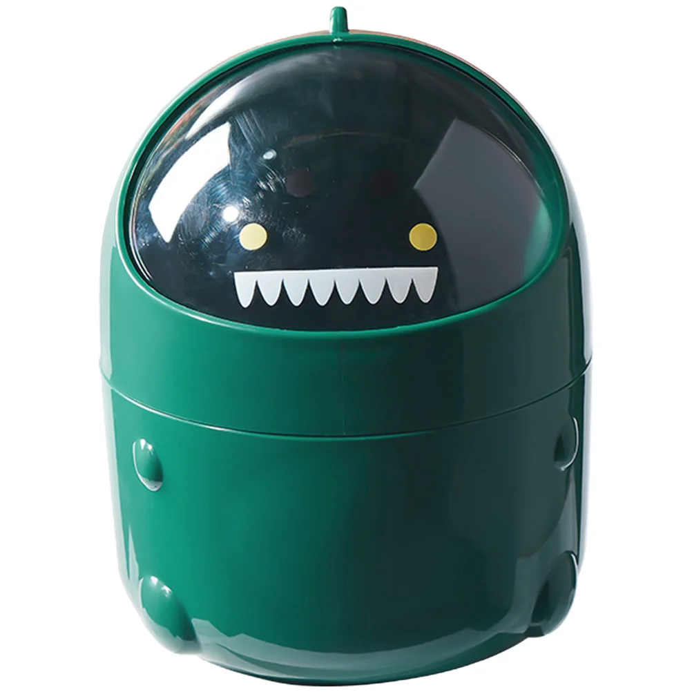 Tempat Sampah Flip Top Desain Dinosaurus Lucu Untuk Dapur Kamar Mandi Kantor Desktop Rumah Tangga Multi-Fungsi Plastik Dapat Digunakan Kembali
