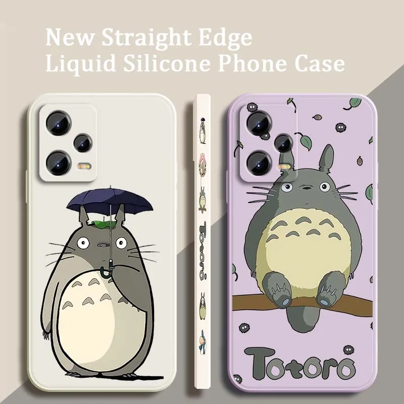 Милый чехол T-Totoro Anime для Xiaomi Redmi Note 14 13 13R 12 12R 11 11E 11T 11S Pro Plus 5G Liquid Left Rope Phone Case