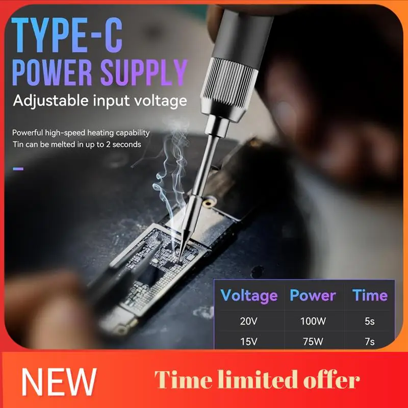 ABHU 100W High Power Mini Soldering Iron,Usb Soldering Iron, Soldering Iron Accurate 60-450°C, Welding Pen 2S Fast Heating