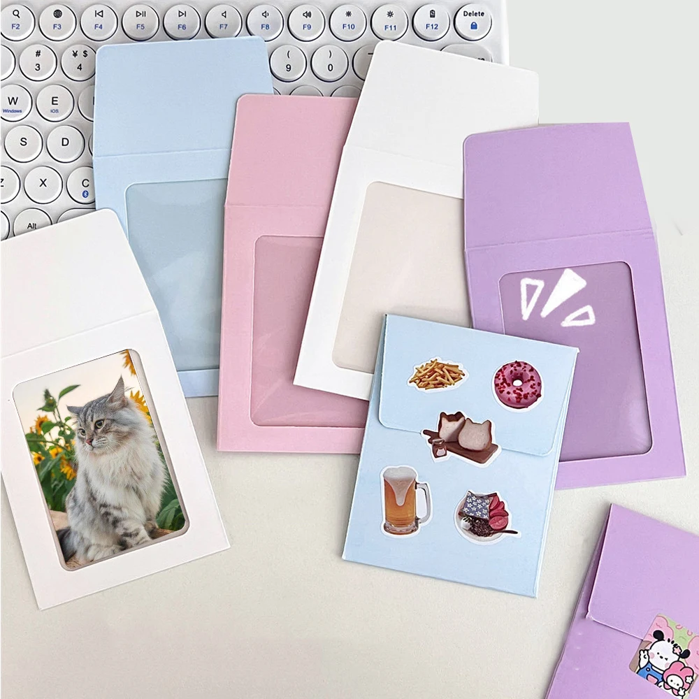 10pcs/pack Photocard Sleeves Protective Bag Transparent Card Packaging Envelope Card Sleeve Idol Photo Card Holder Candy Color