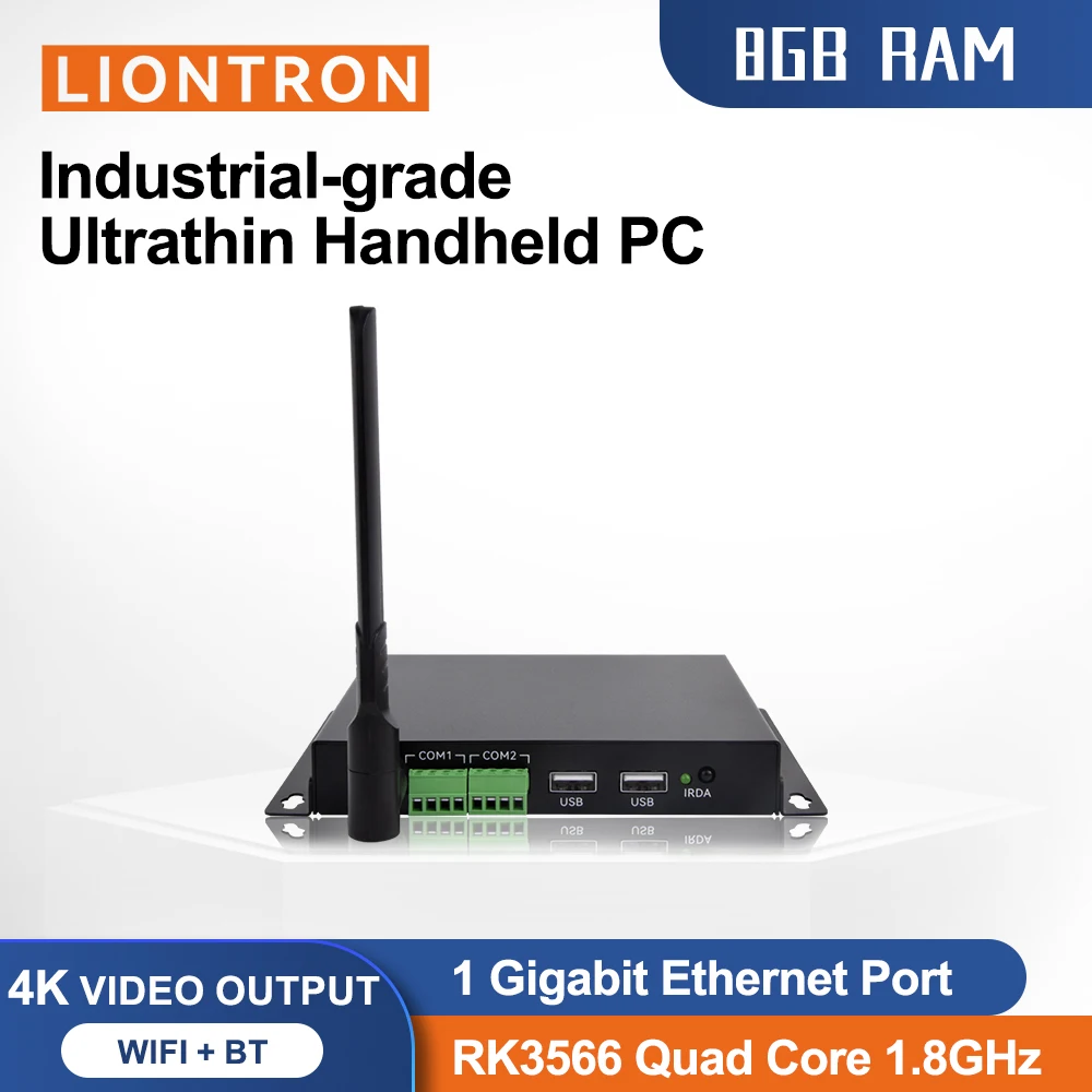 Mini PC industriel avec poignée, ordinateur intégré, Façades PC, Core 64 bits, RockChip RK3566, WiFi, BTpig, HDMI2.0, SDK gratuit, OpenSource