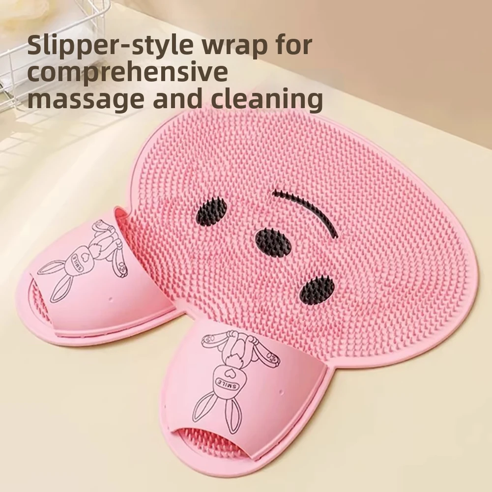 Silicone Exfoliating Foot Scrubber Mat With Non-Slip Suction Cups Back Hands-Free Cleaning Rabbits Bath Massager For Women Men
