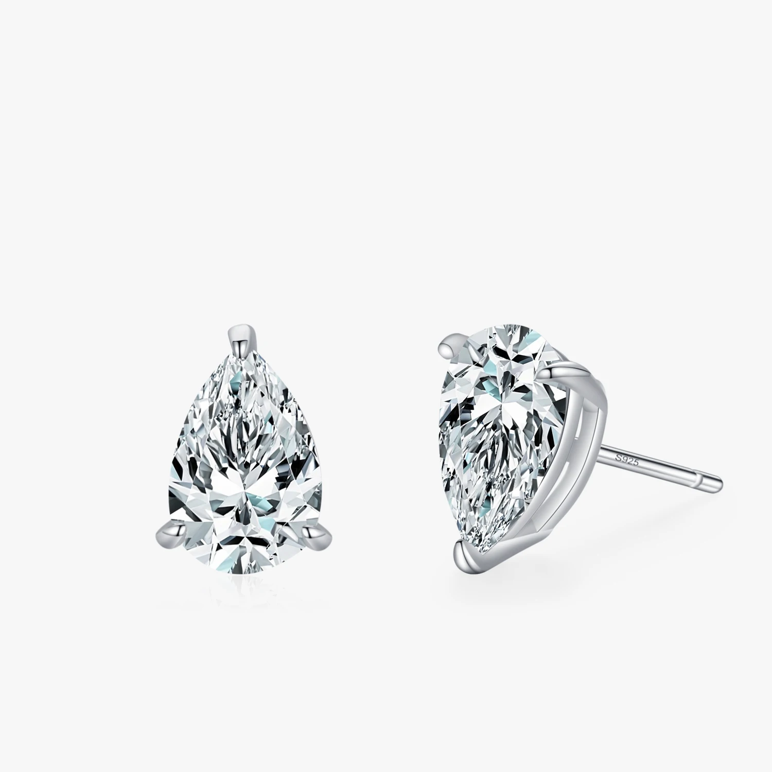 

New Sale 100% 925 Sterling Silver Elegant Water Drop Shape Clear CZ Stud Earrings for Fine Female Fashion Wedding Jewelry