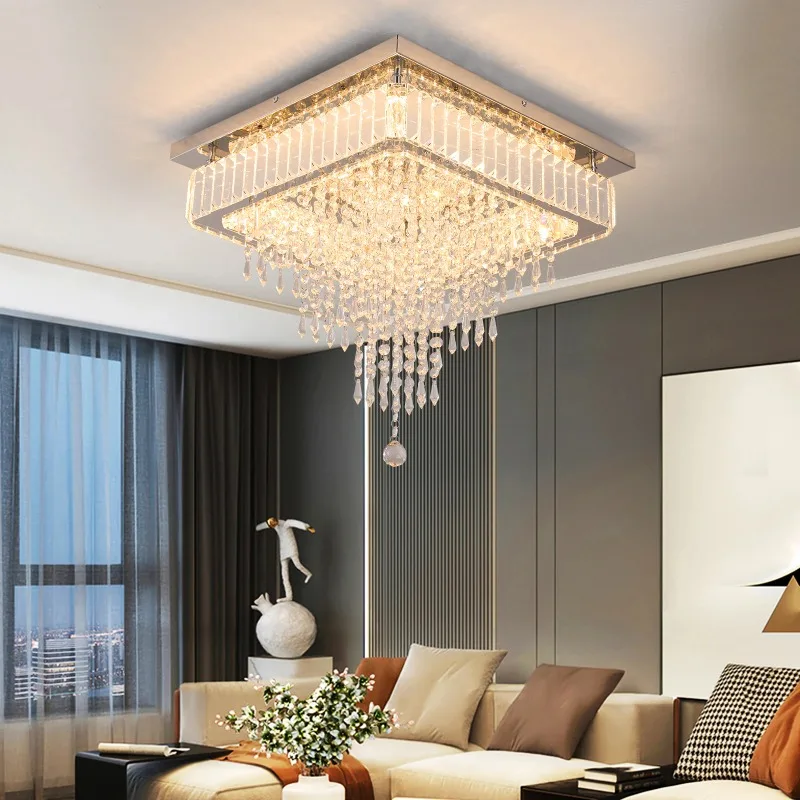 lustre de cristal luxuoso luz pendente de para sala de estar com controle remoto lustre moderno iluminacao suspensa para casa aco inoxidavel 01