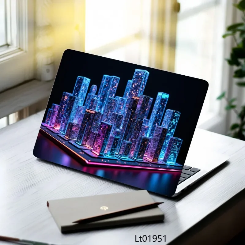 2 Pcs Technology Laptop Stickers 15.07x10.82 Inches PVC Oil Painting Aesthetic Game Decals for Tablet PC Waterproof Laptop Skins
