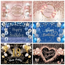 Gold Glitter Happy Birthday Party Backdrop For Photo Black Happy Birthday Adult Theme Party Decoration Supplies  Backdrops