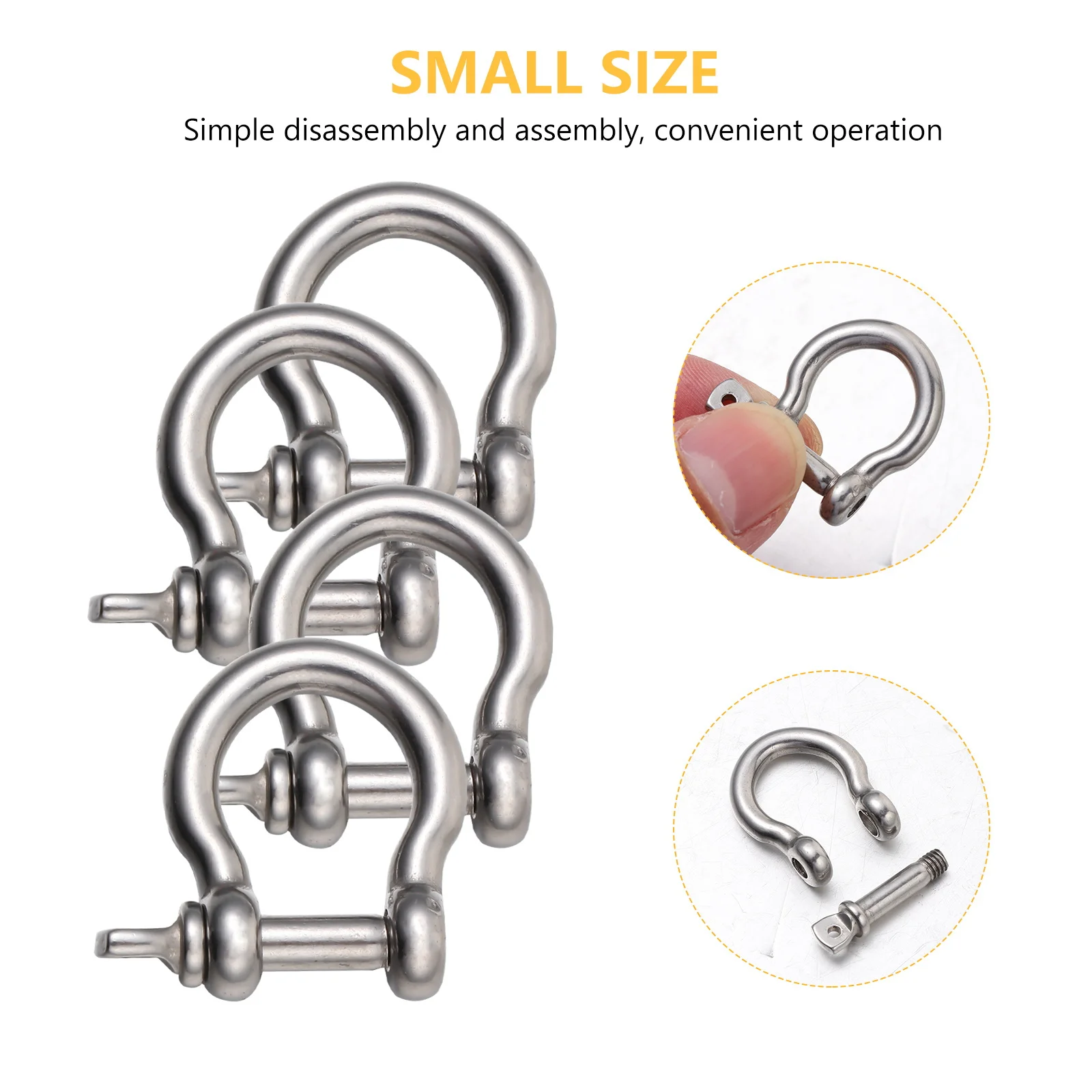 

4Pcs Sturdy Stainless Steel Horse Shoe Shape Shackle for Winching Lifting Heavy Duty Metal Shackle D-Shaped Shackles