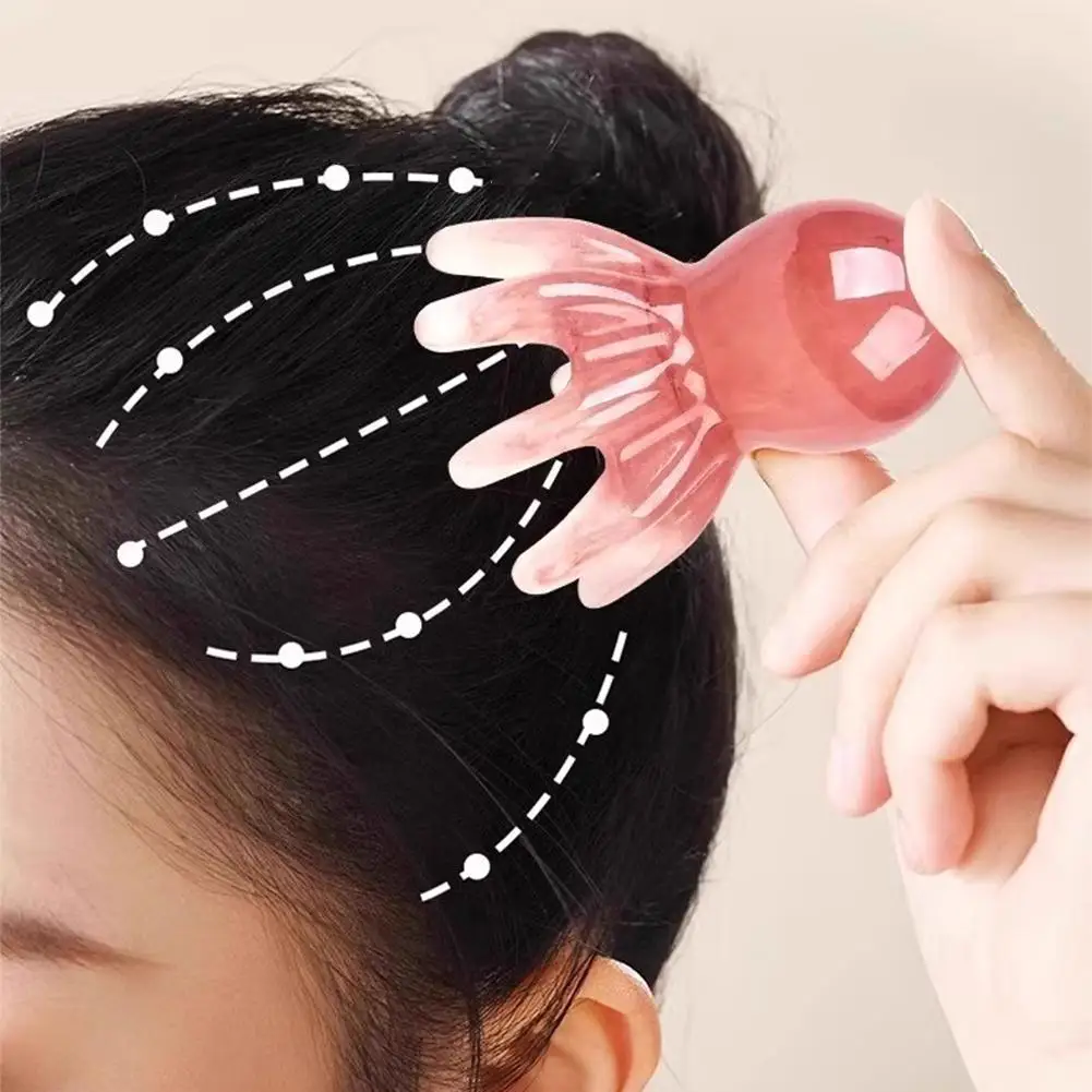 문어 모양 두피 마사지 빗, 경혈 지압 도구, 휴대용 스파 괄사 마사지 빗