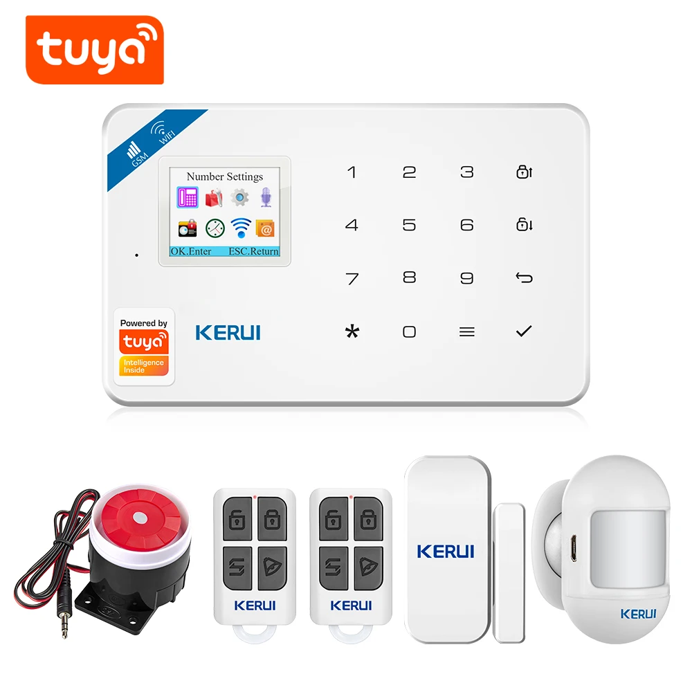 Kerui Tuya W181 Wireless Wifi Home Alarm GSM IOS Android APP Control LCD GSM SMS Burglar Alarm System For Home Security Alarm