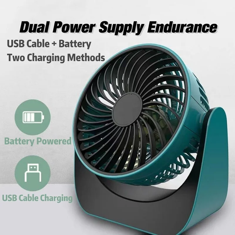 

2000mAh USB Rechargeable Portable Electric Fan 360° Rotation 3-speed Wind Desktop Fan Silent Air Cooling Fan for Bedroom Office