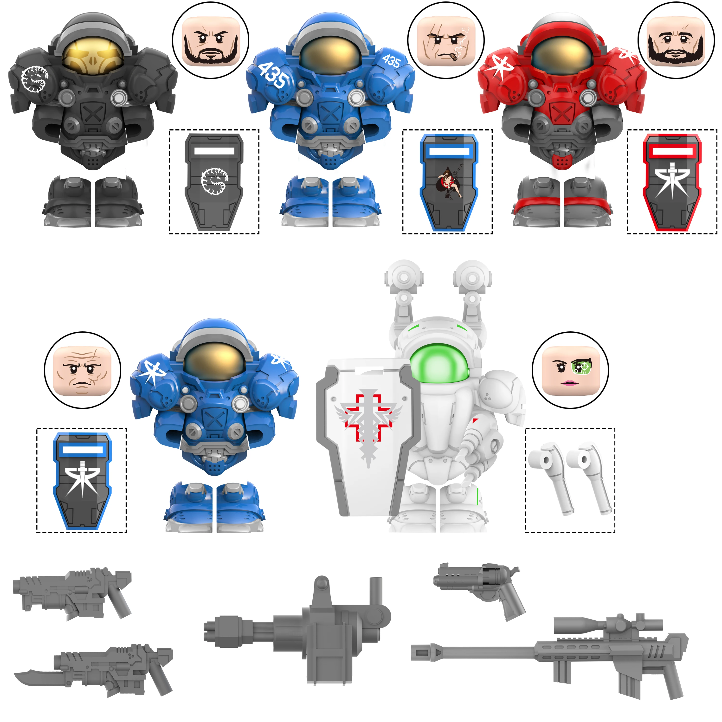 New Interplanetary Game Humans Marine Minifigure Armor Shield Gun Models Kids Toys Building Blocks Gift Boys Girls Juguetes 2025