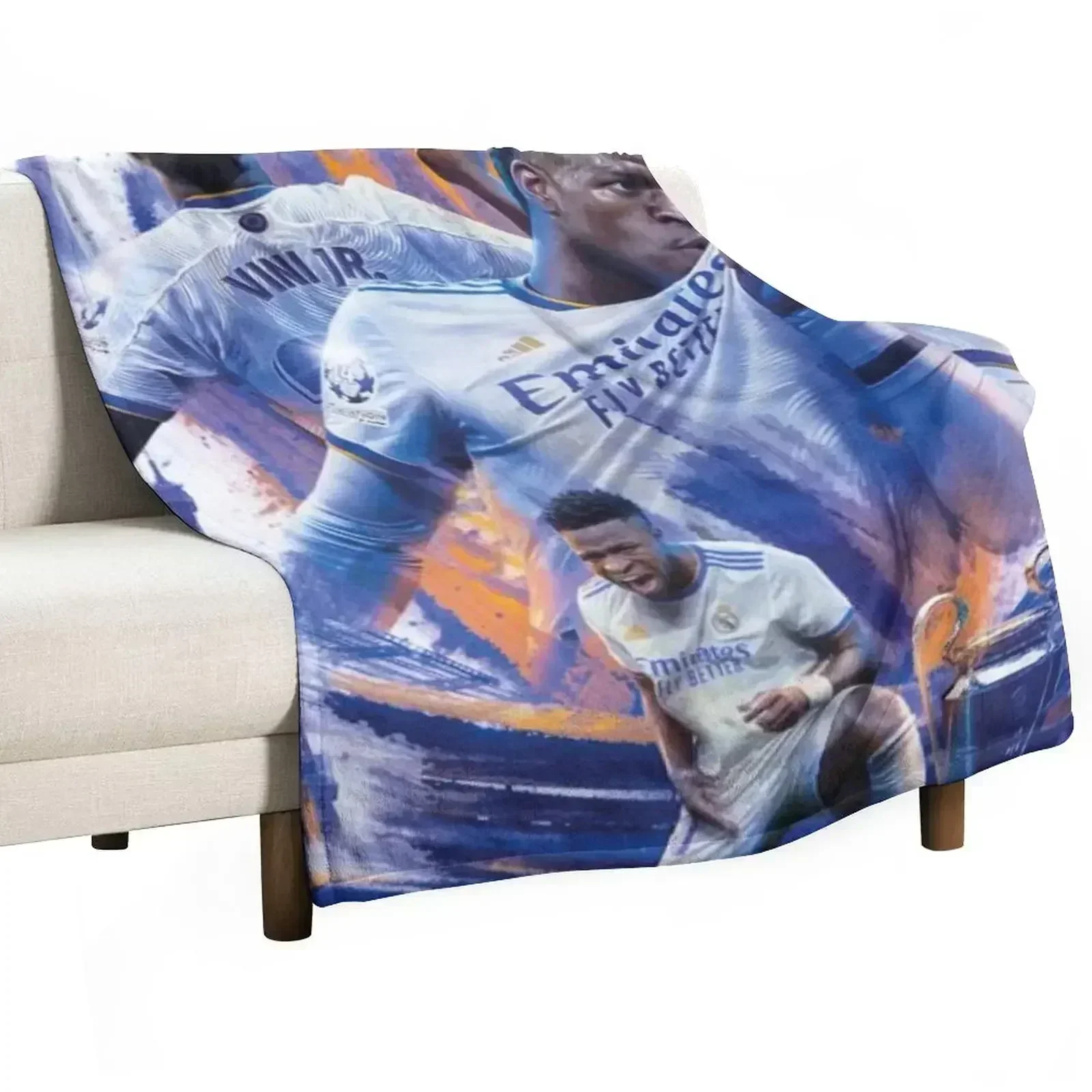 vinicius junior Throw Blanket Shaggy Vintage Flannel wednesday Blankets For Sofas Sleeping Bag Blankets