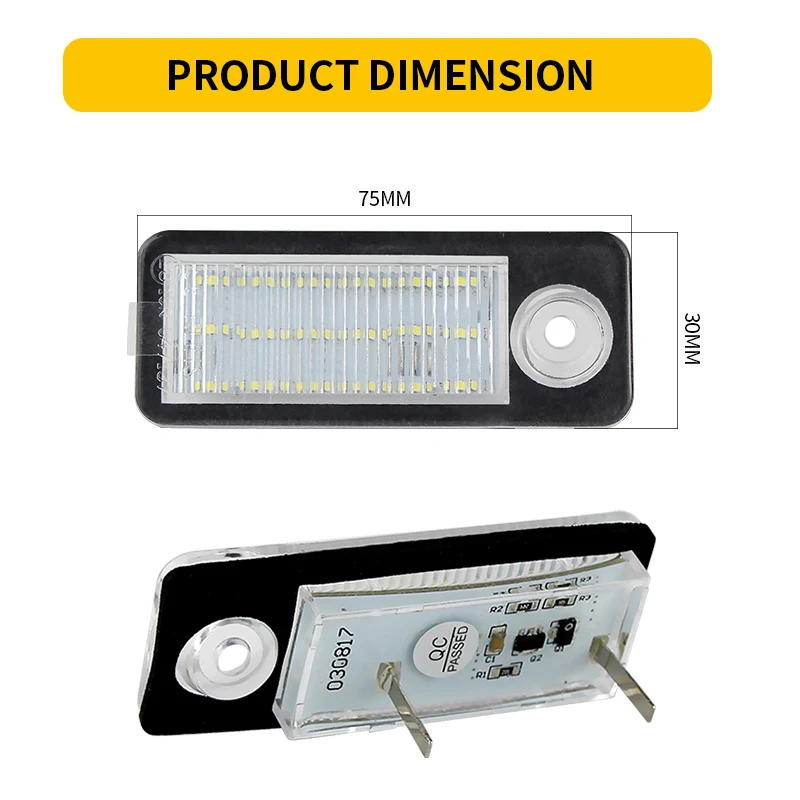 2PCS LED License Plate Light for Audi A6 C5 B4 Avant Wagon 1997-2005 Audi RS6 RS6 Plus 03-2005 Car Number License Lamp White 12V