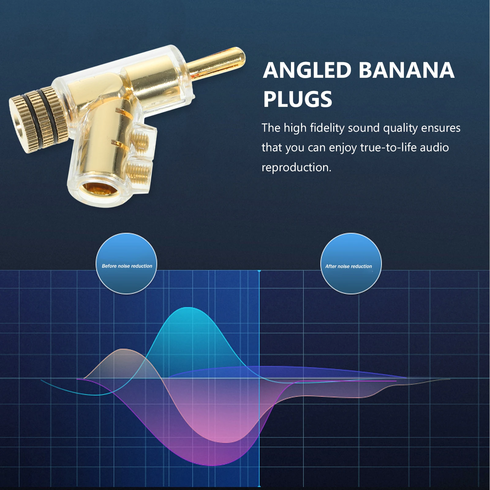

2Pcs Angled Gold Plated Banana Plugs Solderless Connector Right Angle Plug Adapter for Speaker Wire Amplifier Systems