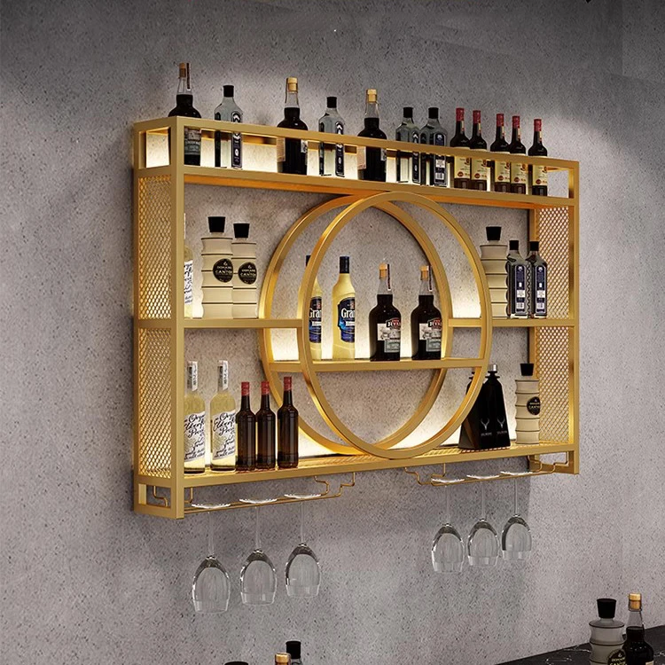 

Restaurant Whisky Bar Cabinet Liquor Metal Buffet Display Wine Cabinets Wall Mounted Unique Mueble Para Vino Kitchen Furniture