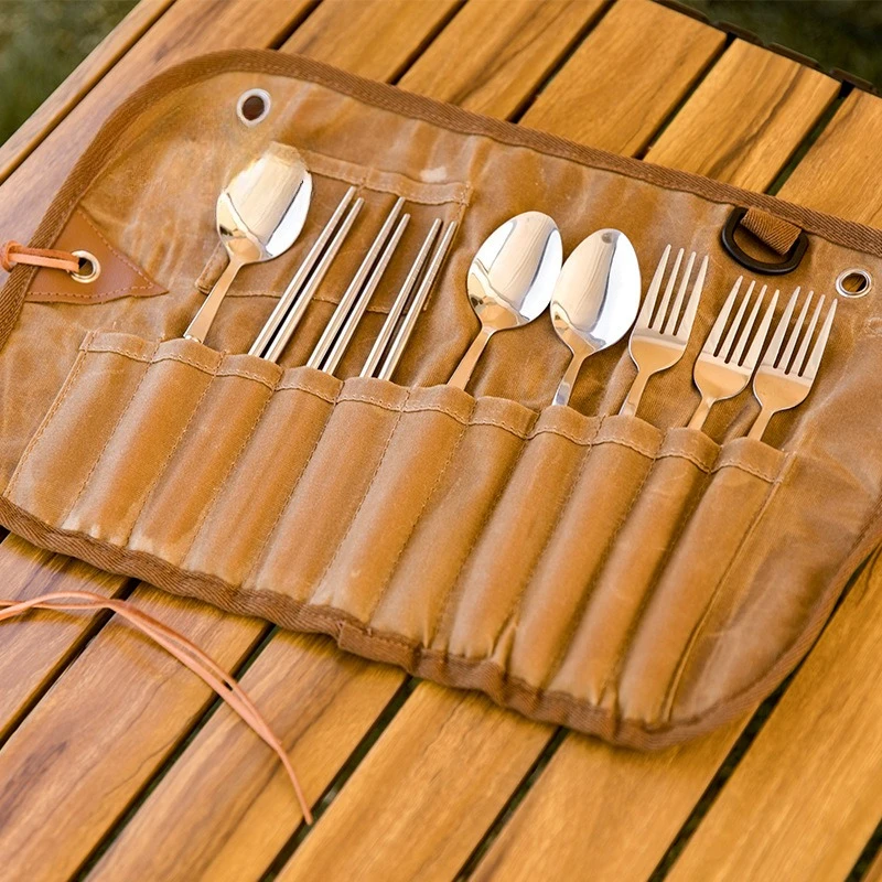 Portable Camping Tableware Storage Bag, Outdoor Cookware Organizer for Picnic Camping