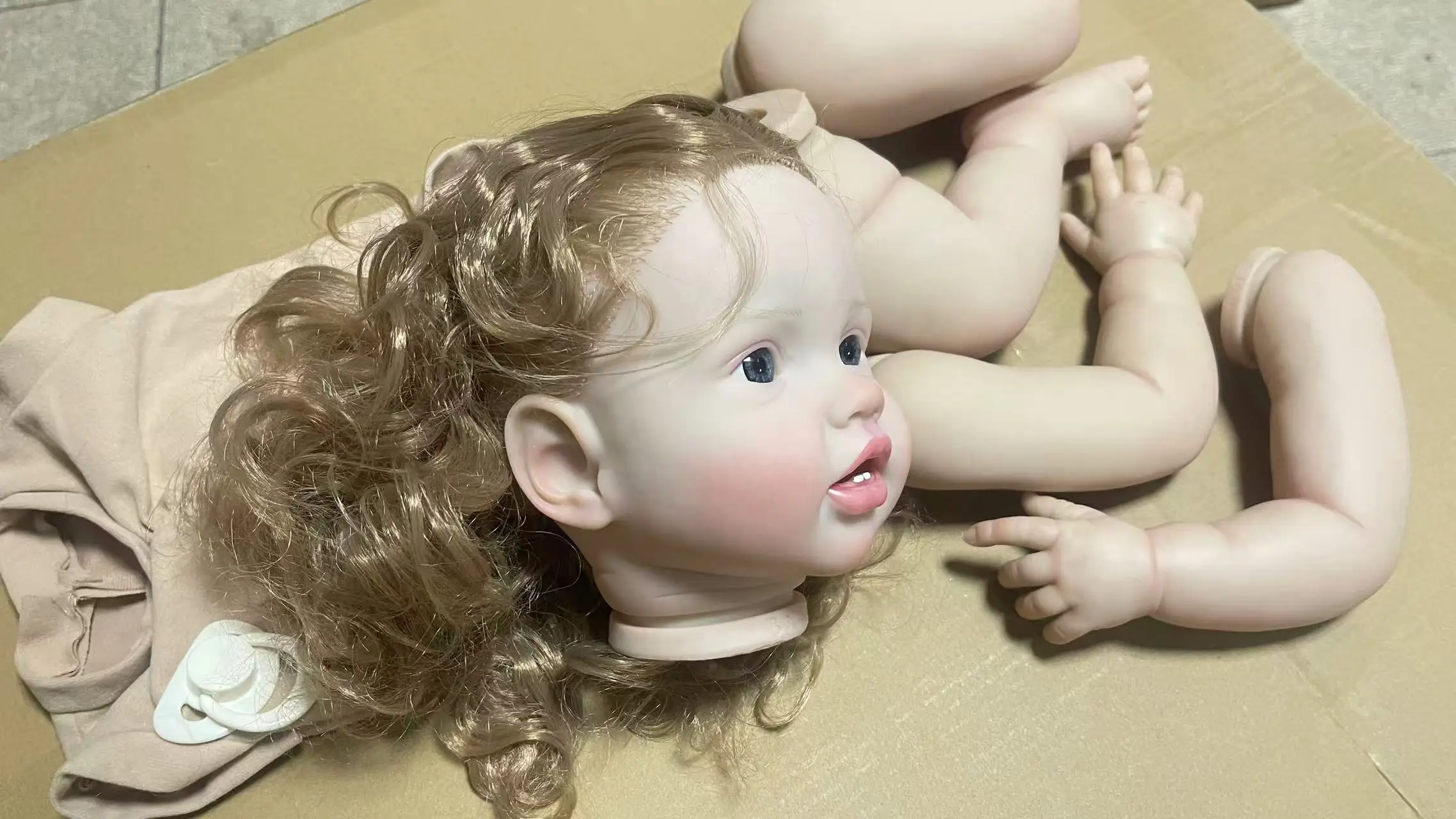 NPK 24'' Handmade Unfinished Reborn Doll Parts Reborn Lotie Lifelike BebeDIY Kit with Hand Root Hair