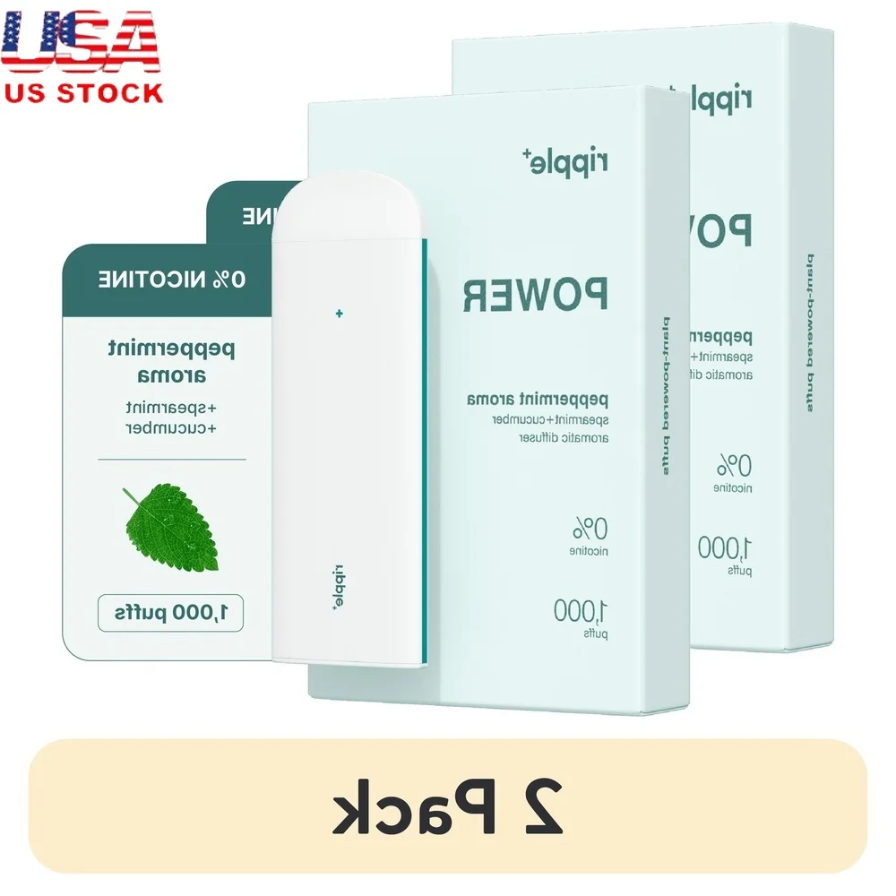 

2 упаковки, диффузор с мятой, 1000 слоек, нулевой никотин, мятный огурец, органический веганский портативный усилитель энергии для ароматерапии