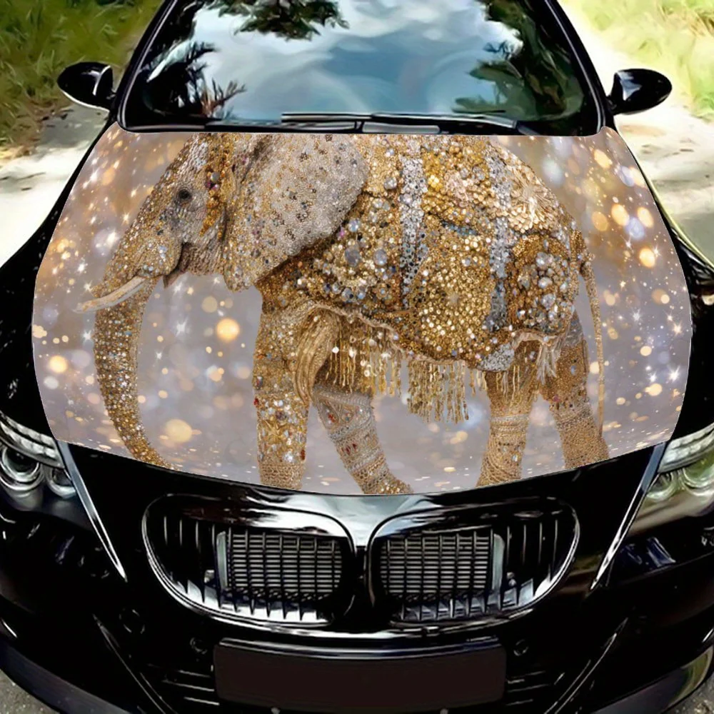 

Bejeweled Elephant Art,Car Hood Decal, Self-Adhesive Waterproof PVC Car hood Sticker,Car Decoration Scratch Resistant Sticker Pr