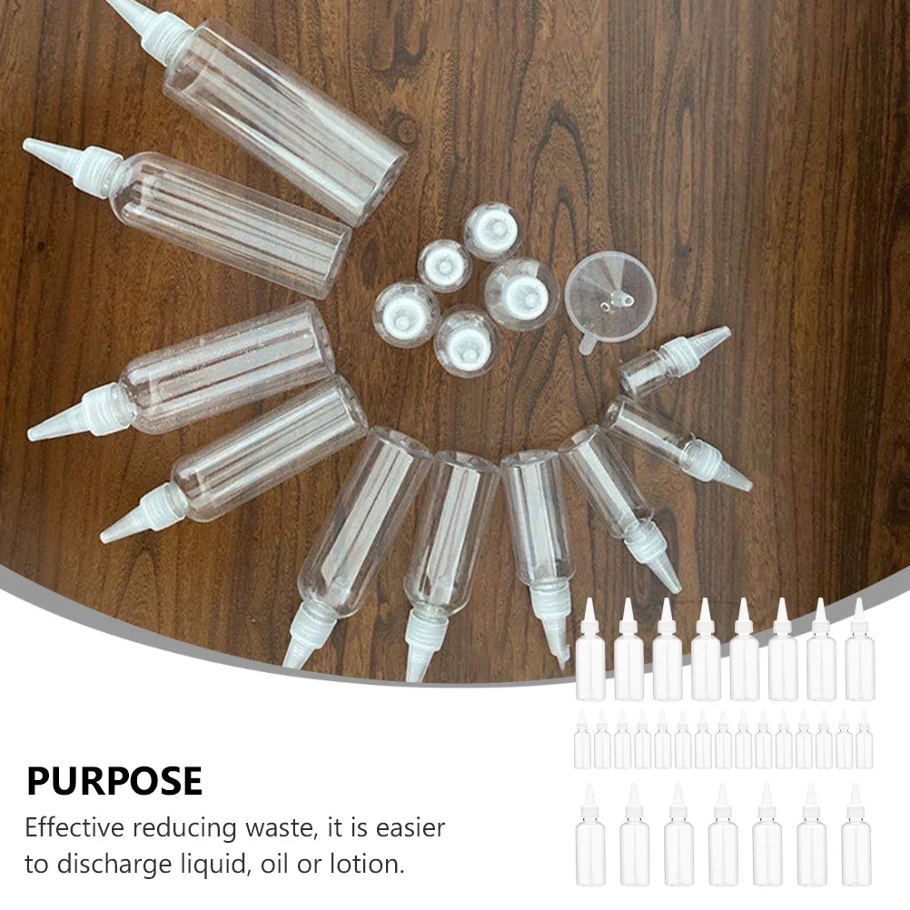 

30pcs Plastic Dispensing Bottles 30Ml Transparent Squeeze Containers Reusable Leak-Proof Sharp-Nosed Applicator For Oil Lotion