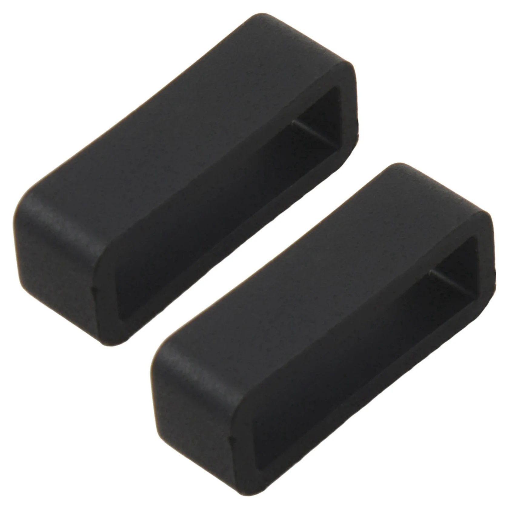 2X Black Watch Strap Retaining Hoop Loop Rubber Retainer Buckle Holder 22Mm
