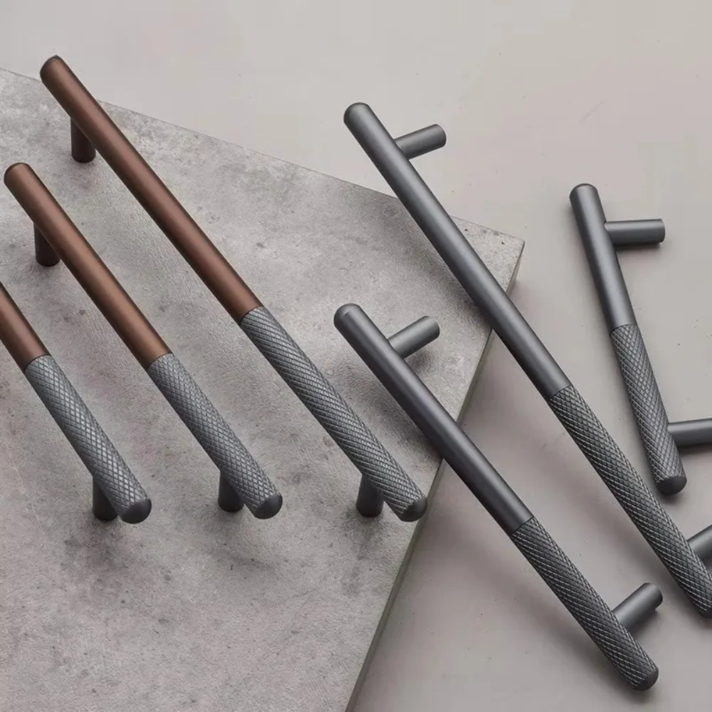 Coffee-Colored Cabinet Handles Aluminum Alloy with Dual-Color Drawer Pulls Rolled Patterns Furniture Handle Decor Hardware