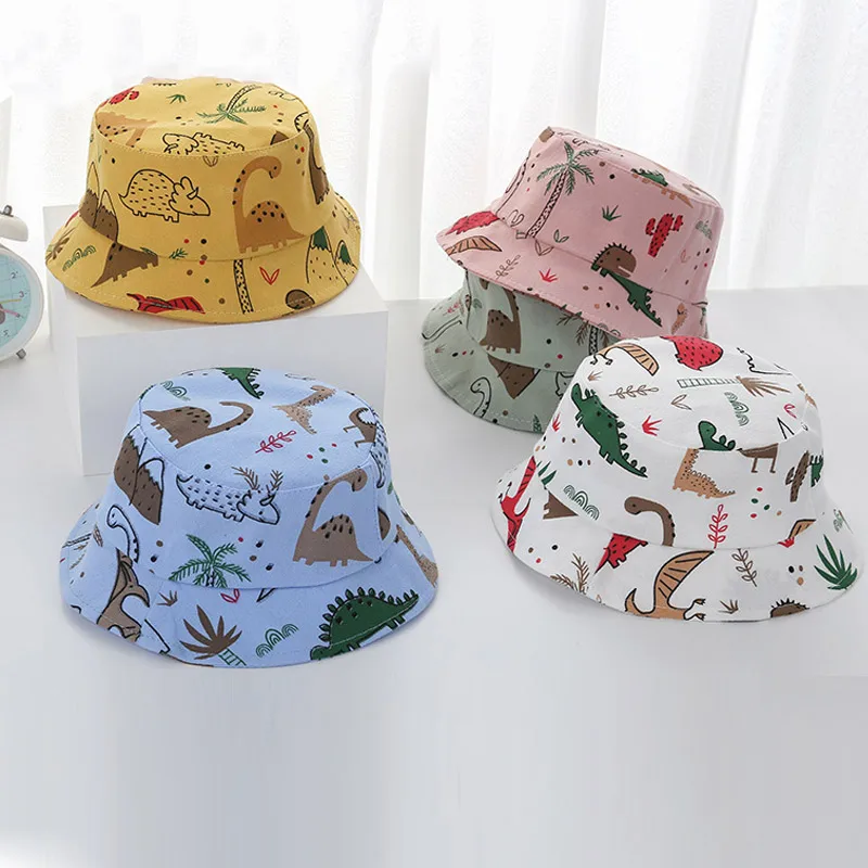 

1-3Year Cartoon Print Kids Fisherman Cap Cute Boy Girl Sun Protection Bucket Hat Cotton Breathable Kids Outdoor Sunshade Visors