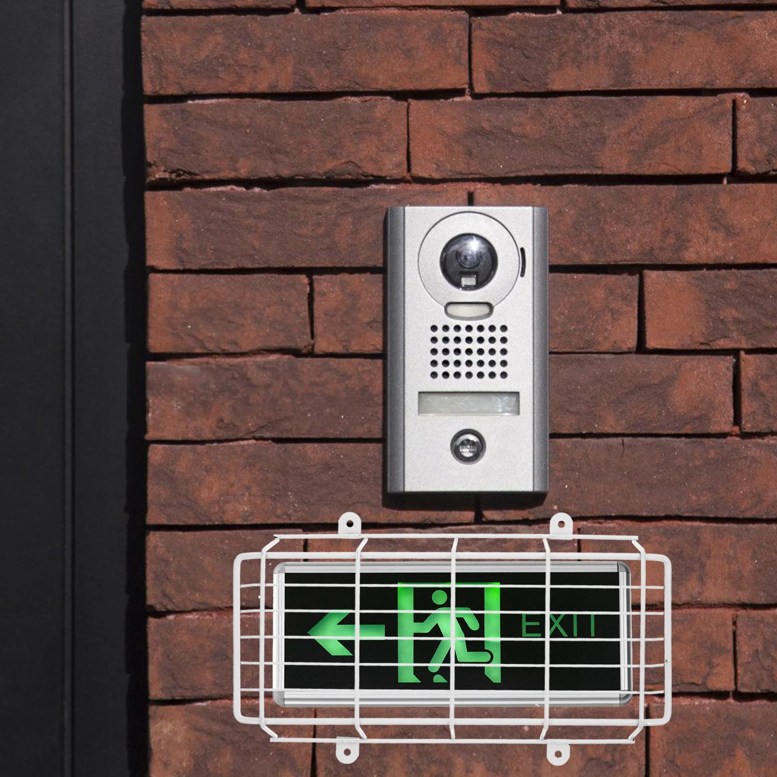 ضوء الطوارئ الغطاء الواقي قفص الحرس المعادن الإضاءة مروحة علامة خروج الإخلاء مؤشر مادة الحديد تصميم دائم سهلة