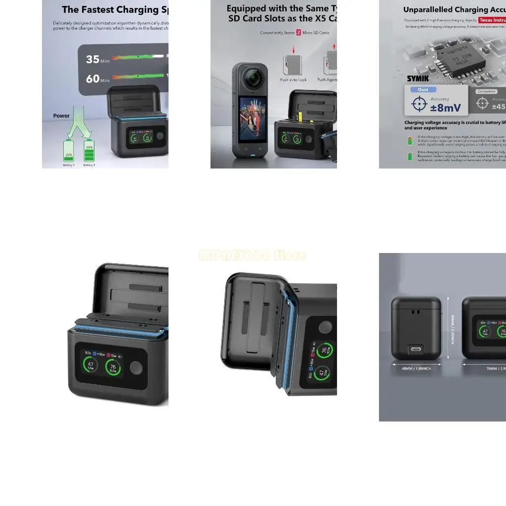 

F62C Double Slot Battery Charging Dock Battery With LCD Display For X5 Camera