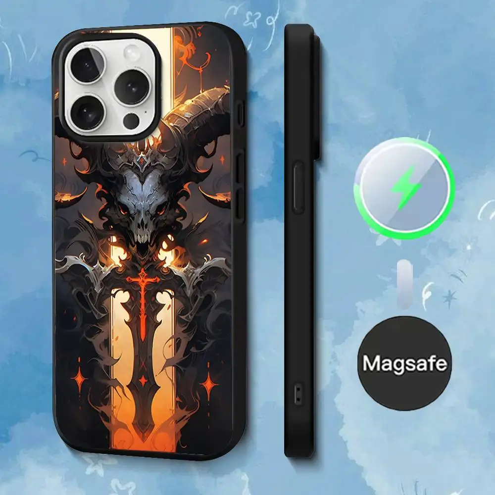 Casing Ponsel Game D-Diablo IV Untuk iPhone 17,16,15,14,13,12,11,Pro,Max,Plus,Mini,SE4,E Pengisian Daya Nirkabel Magnetik Magsafe