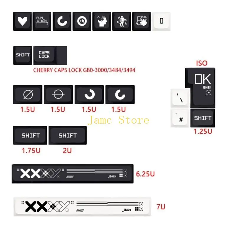 LX0B PBT PBT KeyCaps 128 Keys XDA CSGO Perfil Keycap Conjunto teclado mecánico Inglés/ Japonés/ Corea/ Ruso