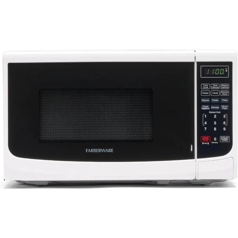 Countertop Microwave 700 Watt, Cubic Feet - With LED Lighting and Child Lock - Perfect for Apartments and Dorms - Easy to Clean