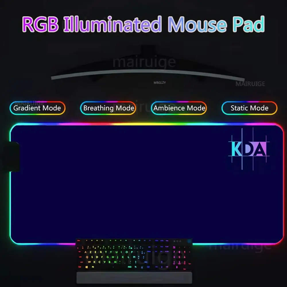 KDA Girl League of Legends Gamer Rgb, alas meja lampu belakang Led Mousepad Setup Aksesori Gaming Deskmat besar lampu latar