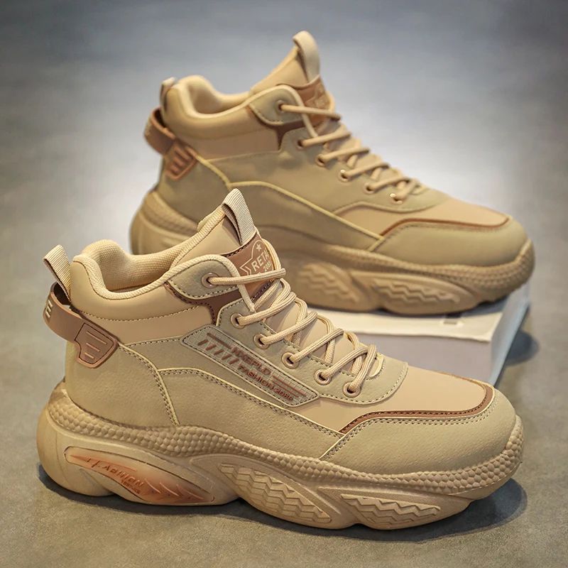 

Men's High Top Boots Platform Casual Shoes Non Slip Comfortable Hiking Boots for Men Outdoor Working Shoes Lace-up Ankle Boots