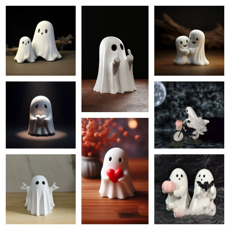 

Middle Finger Cute Ghost Statue, Ghosts Small Scary Ghost Figurines, Halloween Home Decorations, Coffee Table Centerpieces Shelf